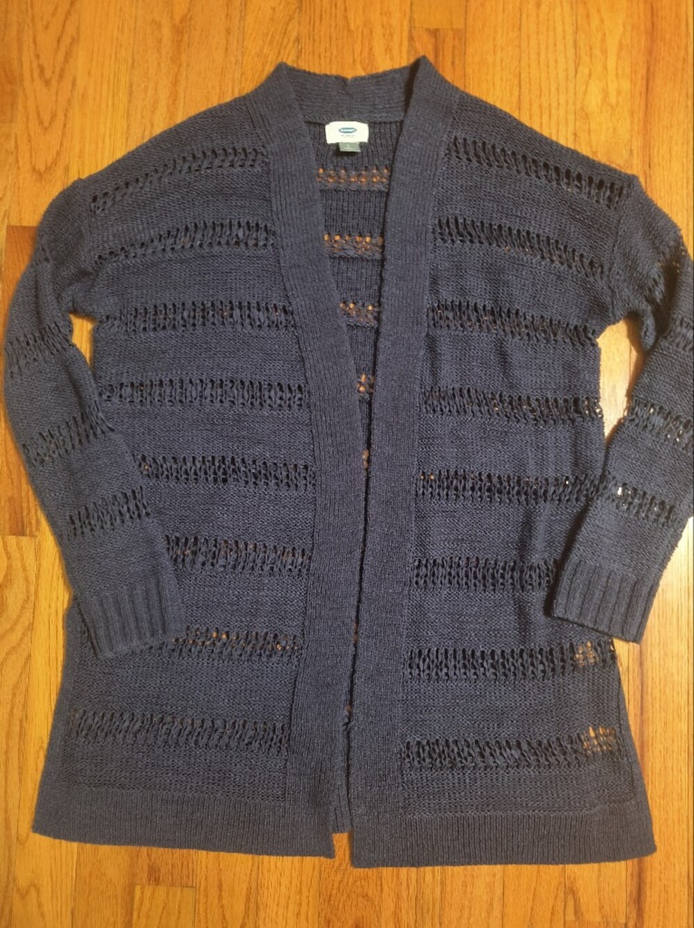 Pick 3/$10⭐ Old Navy long cardigan, crochet knit blue, women's small